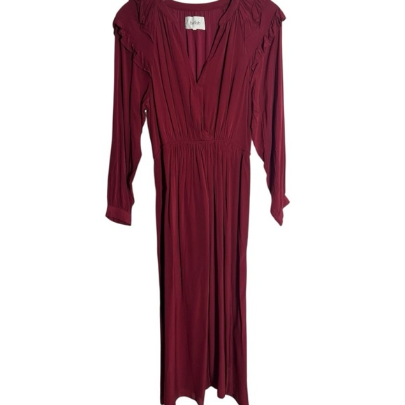 ba&sh Burgundy Ruffle Long Sleeve Dress - Picture 3 of 5